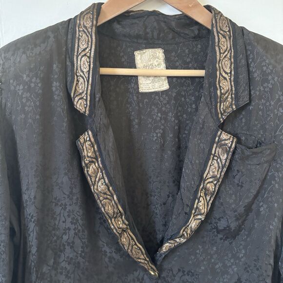 Vintage Womens Black Blazer Floral Gold Trim Size Med Retro 80s 90s Old‎ Money - Picture 4 of 9